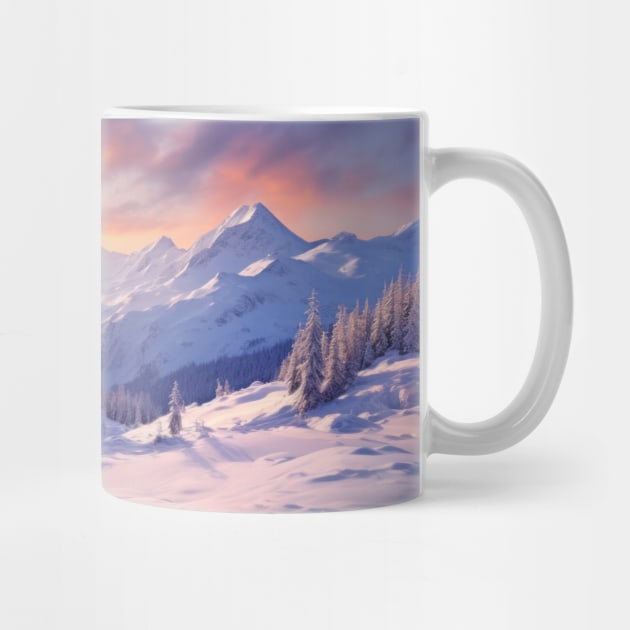 Winter Mountains Serene Landscape by Cubebox